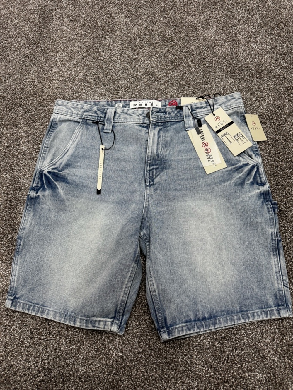 rebels Light Wash Denim Jean Shorts